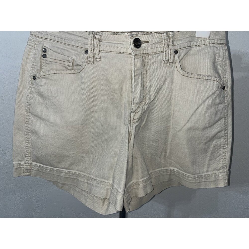 Gloria Vanderbilt Women Denim Khaki Jean Shorts 10 34X5 Cotton Mid Rise